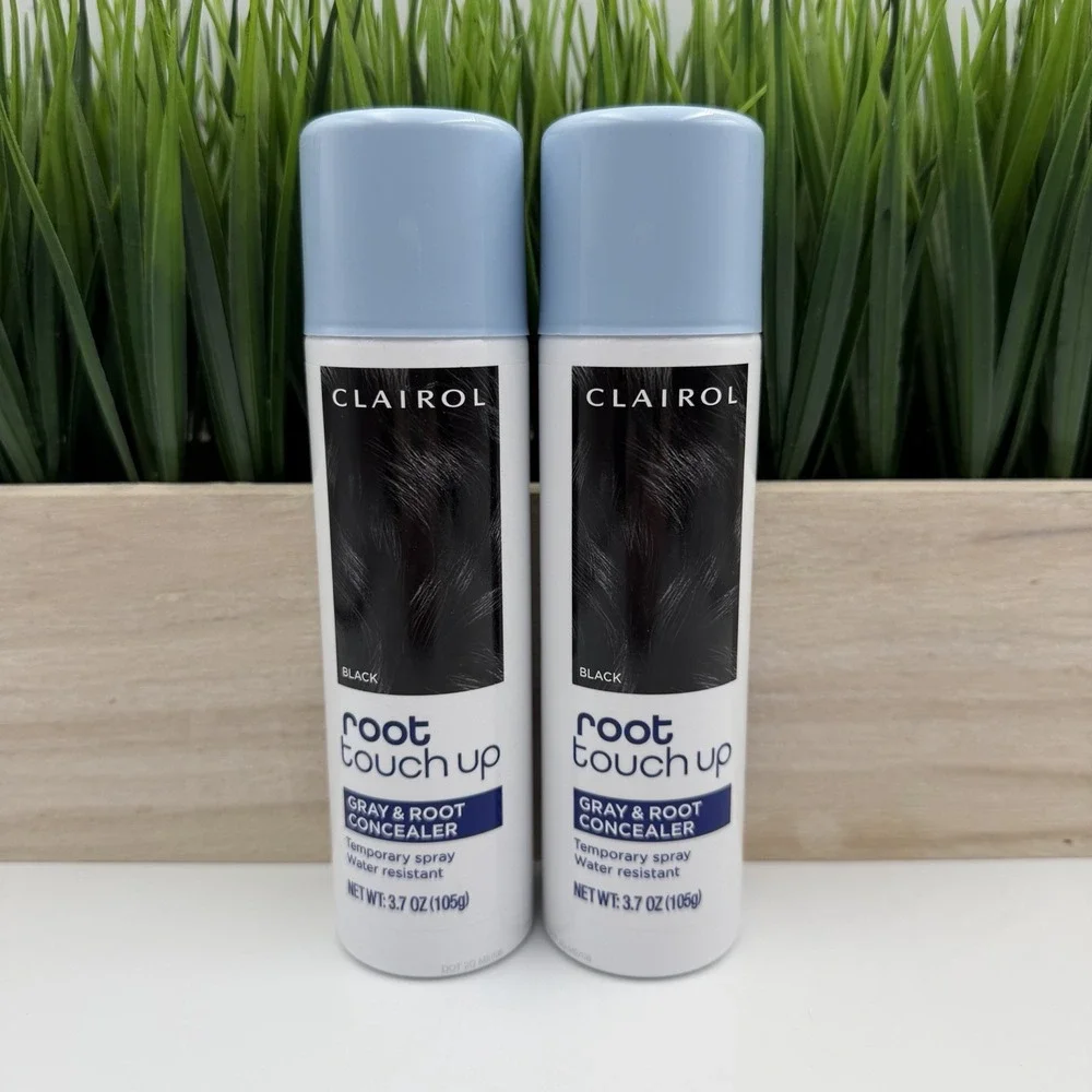 (2) Clairol Root Touch Up Spray Gray & Root Concealer Black Temporary Hair Color